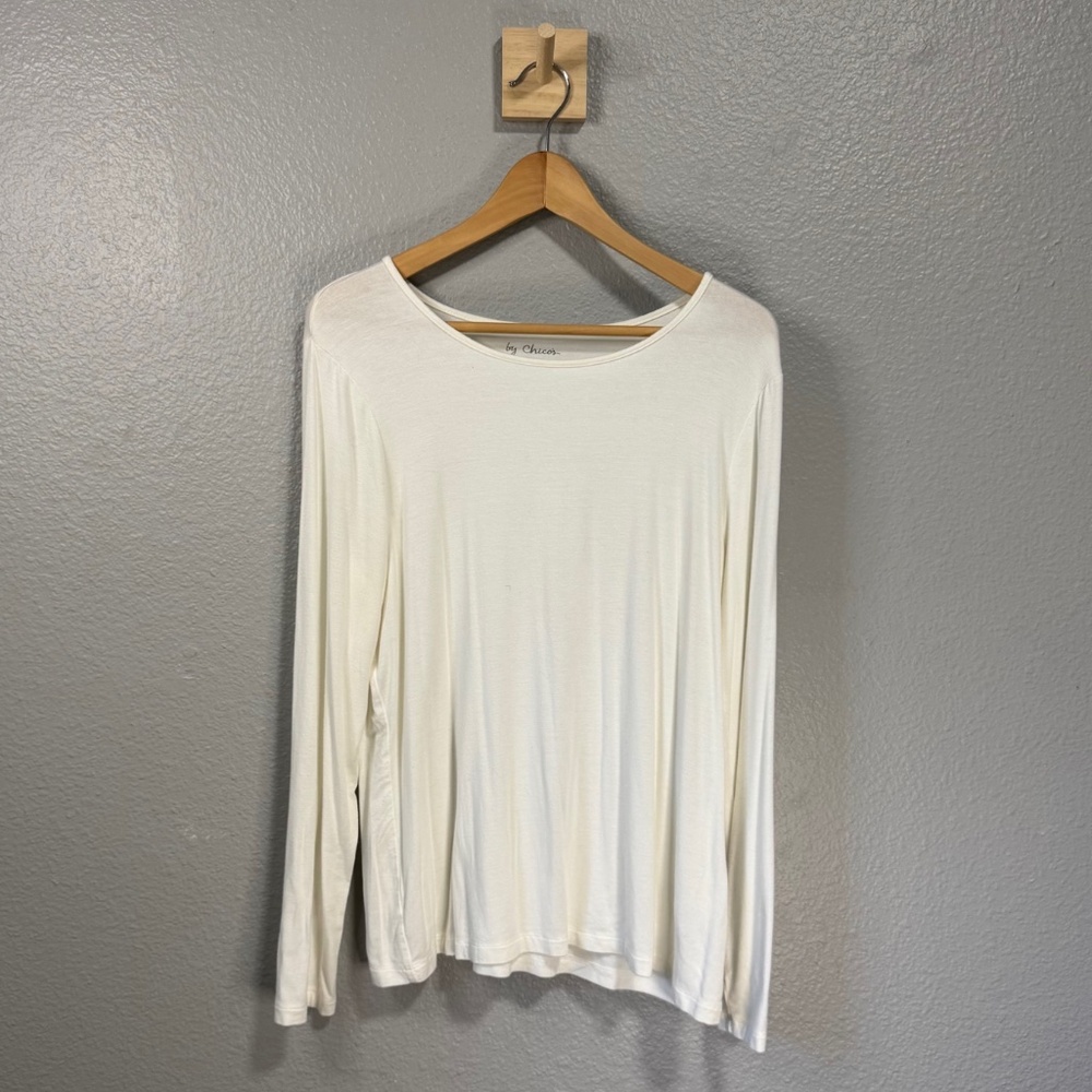 by Chico’s Ivory Long Sleeve Tee Size 2